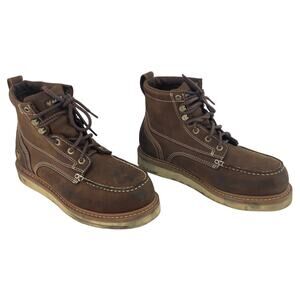 Hawx Men's Size 9.5 Brown Leather Steel Toe Work Boots Preowned